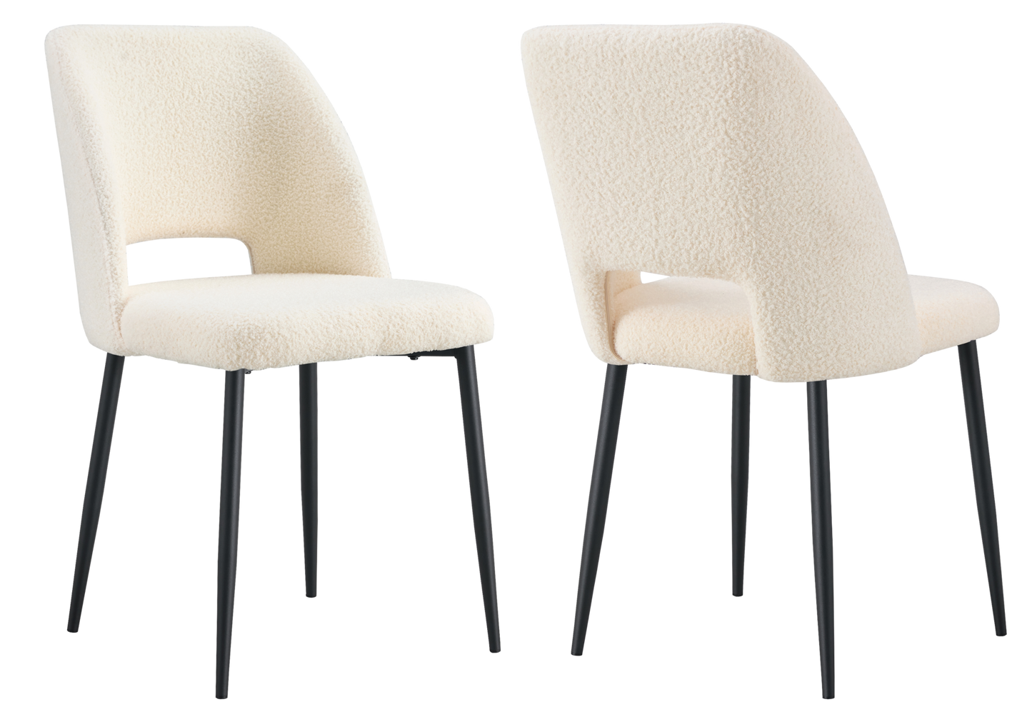 Chaise en tissu bouclé beige avec dossier ouvert - Leoni x4