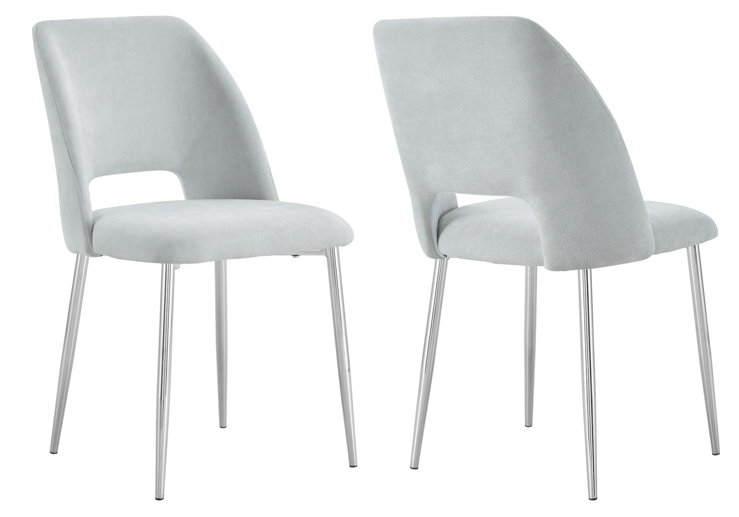 Chaise en tissu chiné gris avec dossier ouvert - Leoni x4
