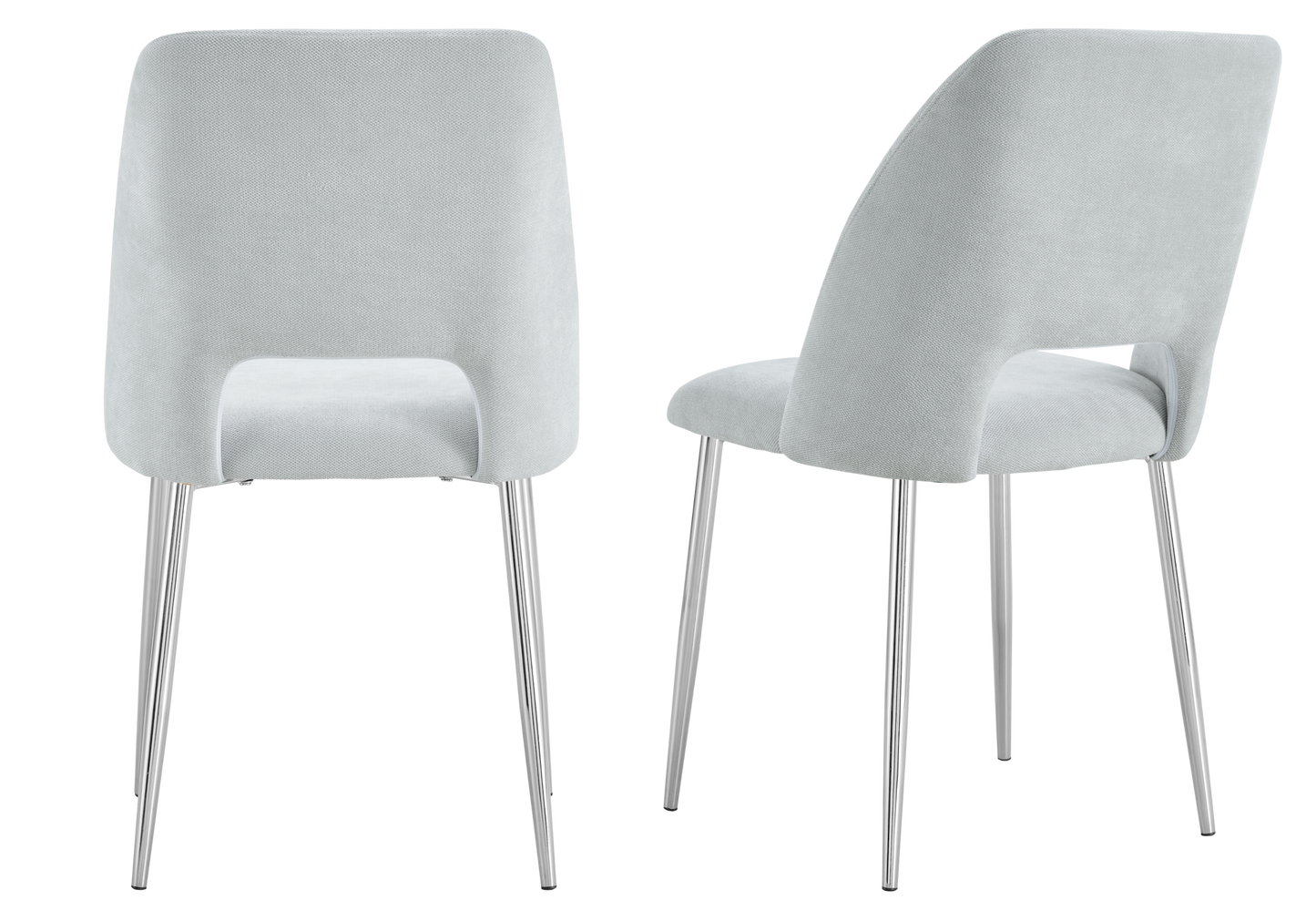 Chaise en tissu chiné gris avec dossier ouvert - Leoni x4