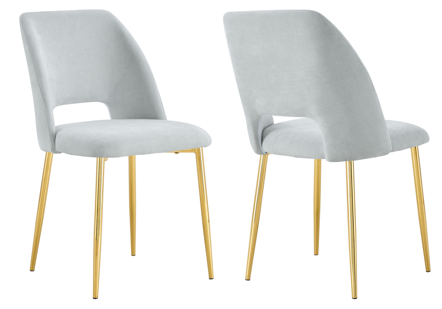 Chaise en tissu chiné gris avec dossier ouvert - Leoni x4