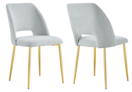 Chaise en tissu chiné gris avec dossier ouvert - Leoni x4
