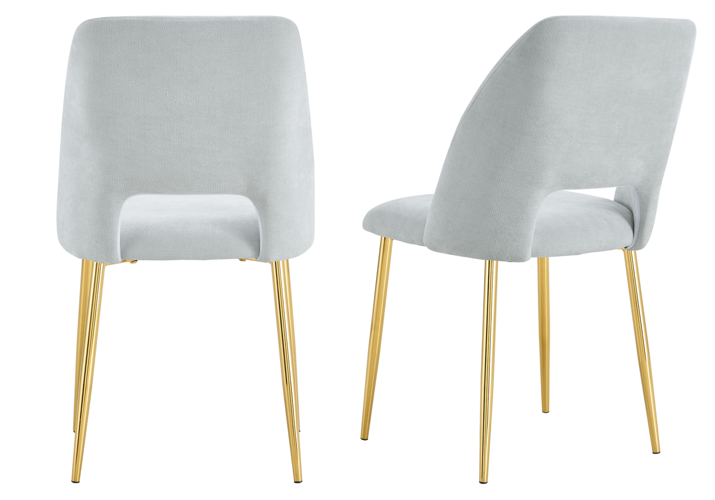 Chaise en tissu chiné gris avec dossier ouvert - Leoni x4