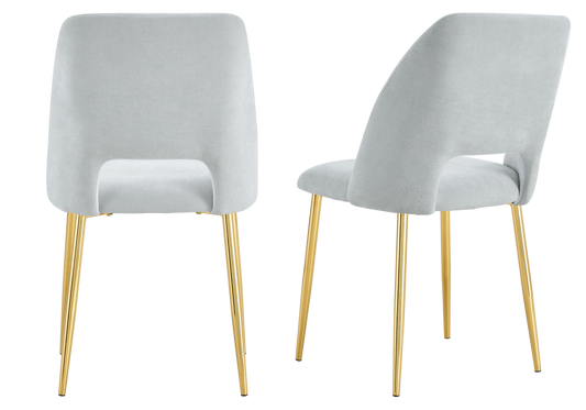 Chaise en tissu chiné gris avec dossier ouvert - Leoni x4