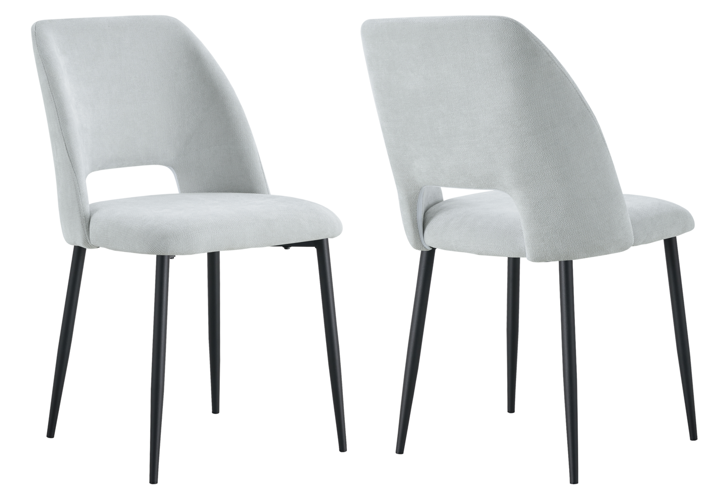 Chaise en tissu chiné gris avec dossier ouvert - Leoni x4