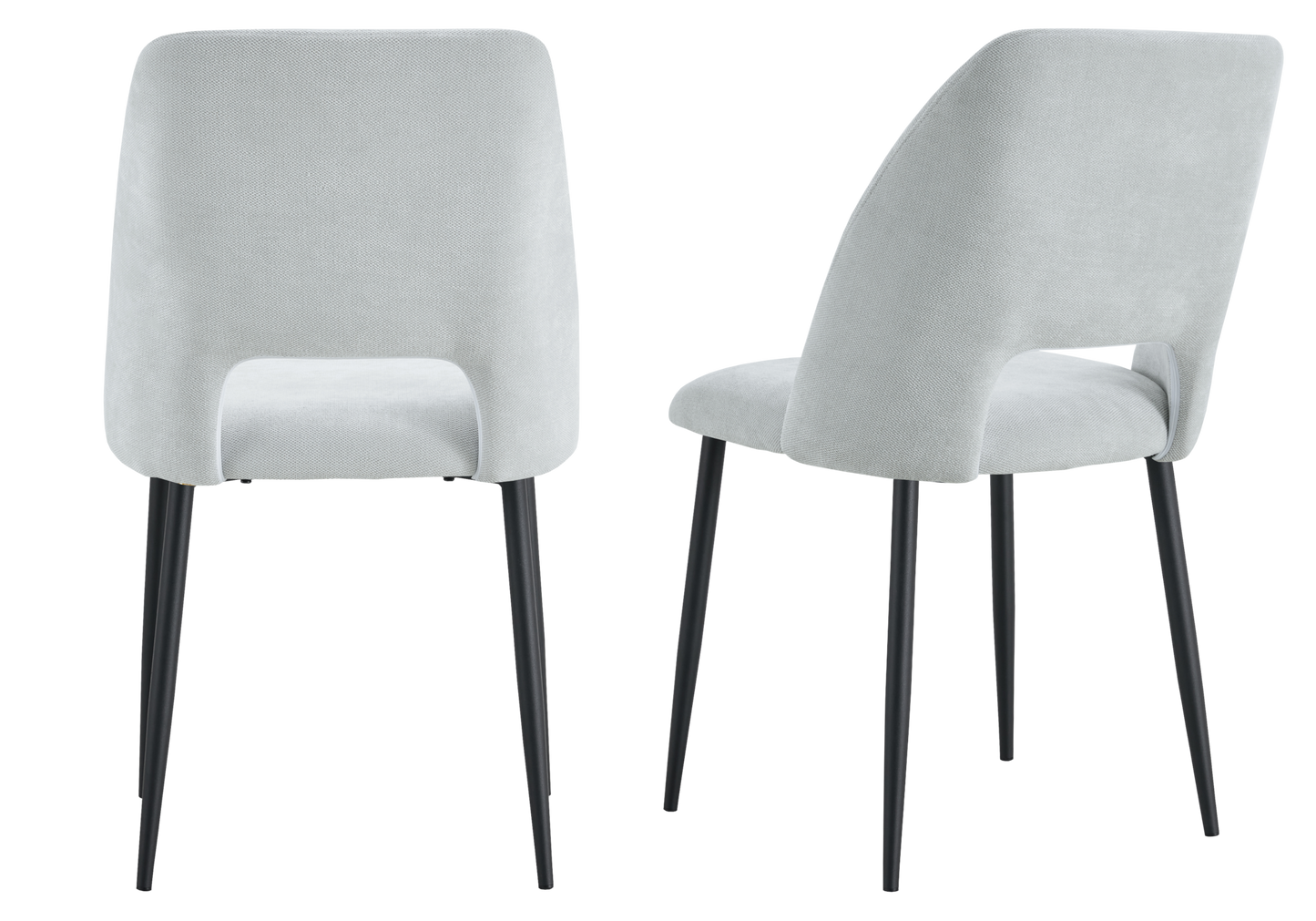 Chaise en tissu chiné gris avec dossier ouvert - Leoni x4