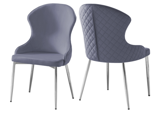 Chaise en velours anthracite pieds chromés – HILTON (lot de 4)