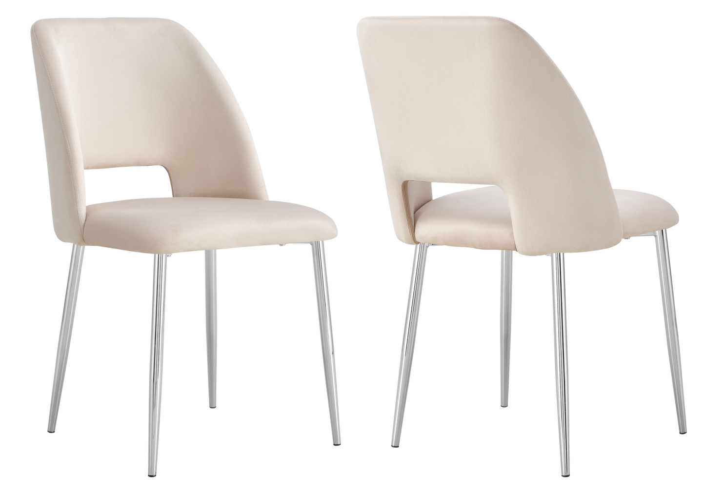 Chaise en velours beige avec dossier ouvert - Leoni x4