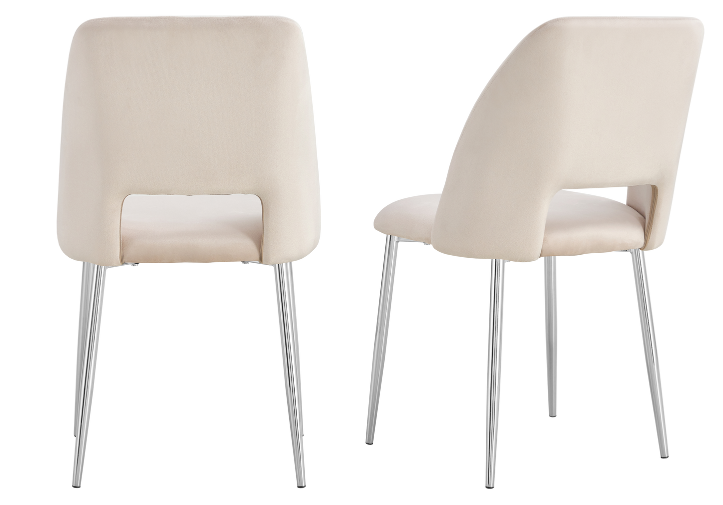 Chaise en velours beige avec dossier ouvert - Leoni x4