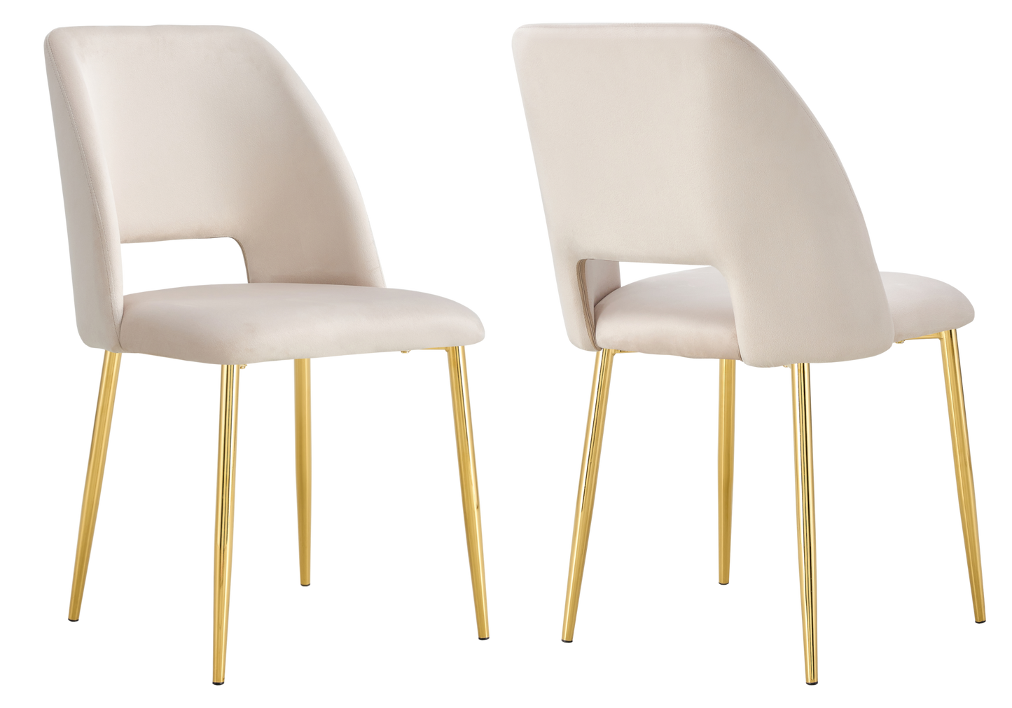 Chaise en velours beige avec dossier ouvert - Leoni x4