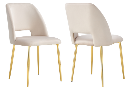 Chaise en velours beige avec dossier ouvert - Leoni x4