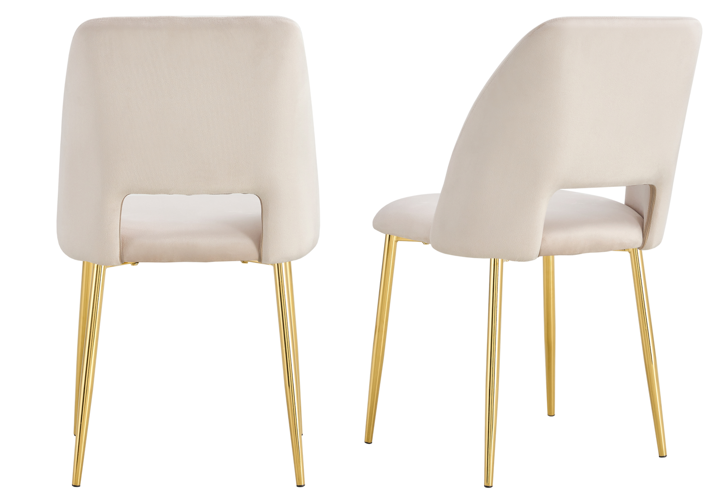 Chaise en velours beige avec dossier ouvert - Leoni x4