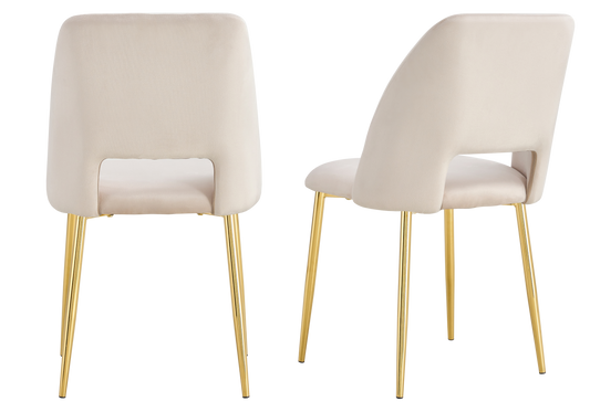 Chaise en velours beige avec dossier ouvert - Leoni x4