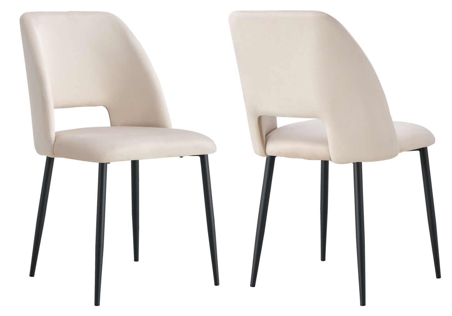 Chaise en velours beige avec dossier ouvert - Leoni x4