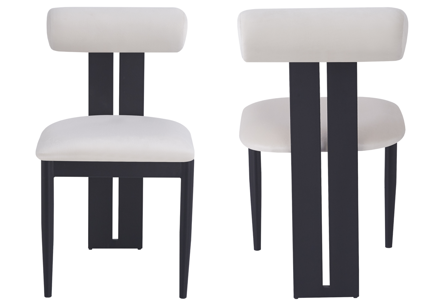 Chaise en velours beige et pieds noirs - Koto x2