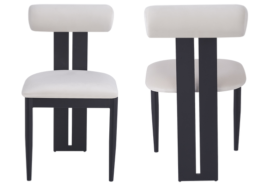 Chaise en velours beige et pieds noirs - Koto x2
