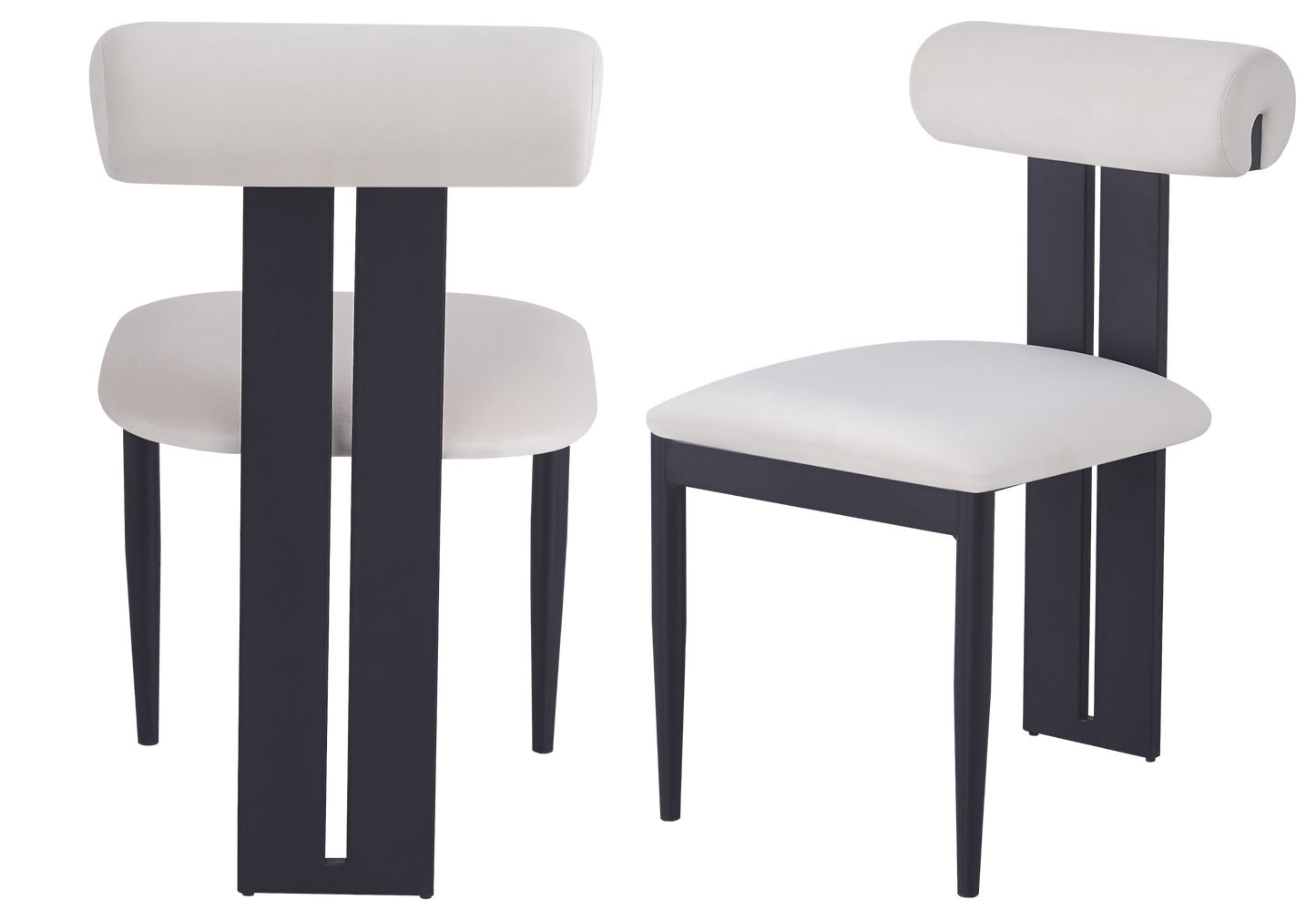 Chaise en velours beige et pieds noirs - Koto x2