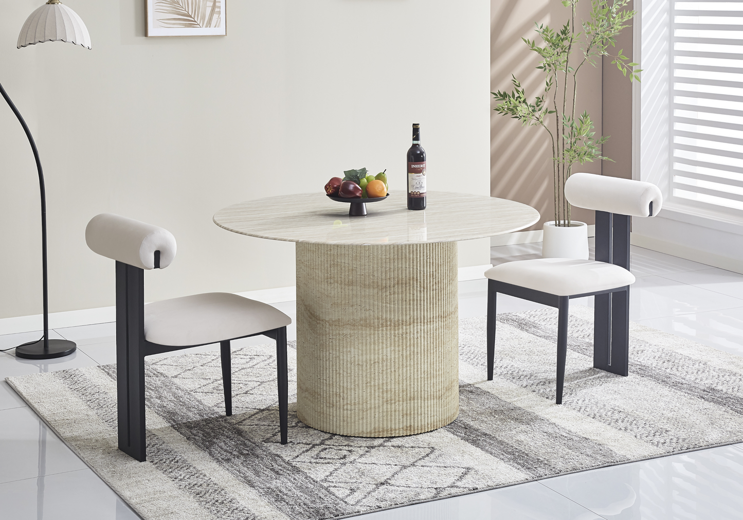 Chaise en velours beige et pieds noirs - Koto x2