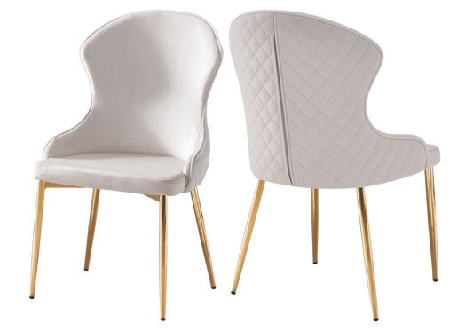 Chaise en velours beige pieds dorés – HILTON (lot de 4)