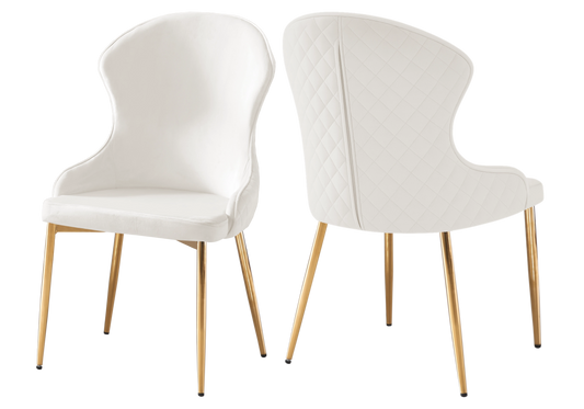 Chaise en velours écru pieds dorés – HILTON (lot de 4)