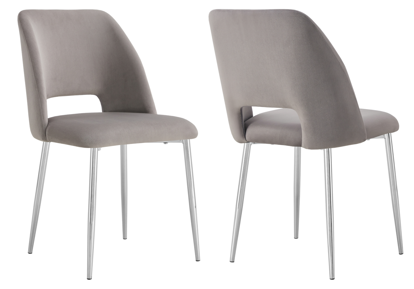 Chaise en velours gris avec dossier ouvert - Leoni x4
