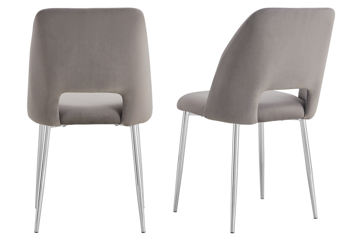 Chaise en velours gris avec dossier ouvert - Leoni x4