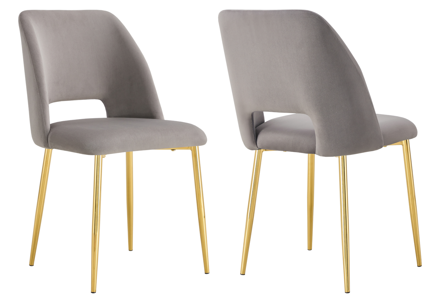 Chaise en velours gris avec dossier ouvert - Leoni x4
