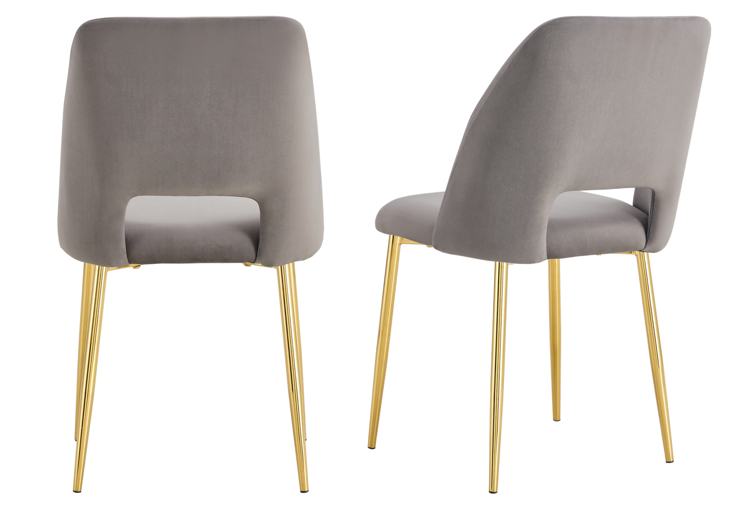 Chaise en velours gris avec dossier ouvert - Leoni x4