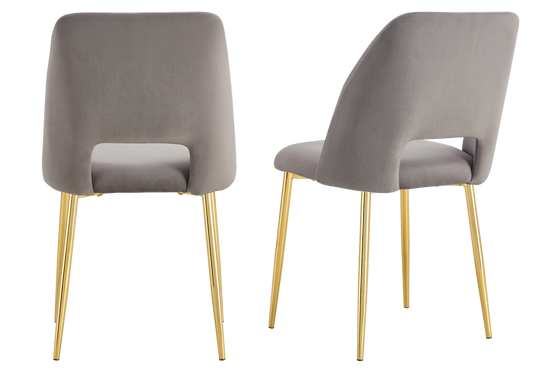 Chaise en velours gris avec dossier ouvert - Leoni x4