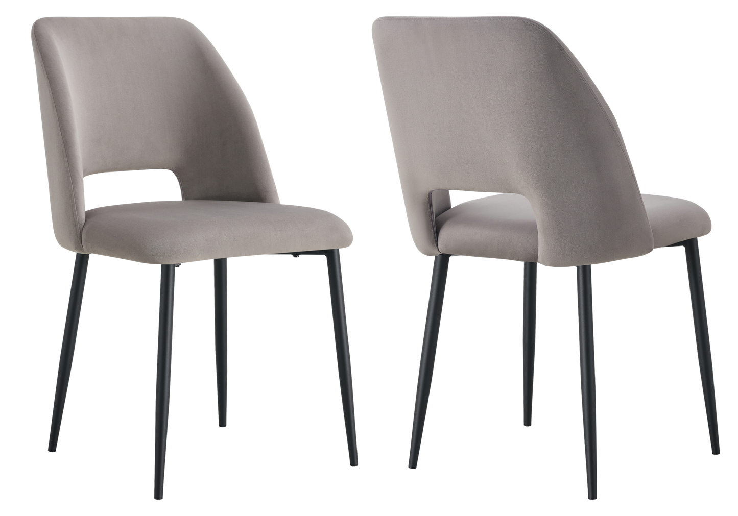 Chaise en velours gris avec dossier ouvert - Leoni x4