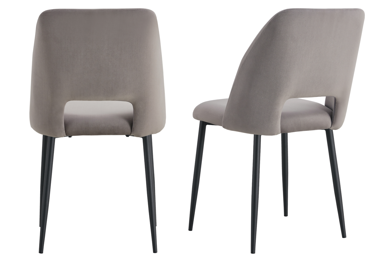 Chaise en velours gris avec dossier ouvert - Leoni x4