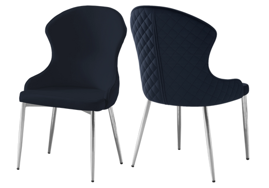 Chaise en velours noir pieds chromés – HILTON (lot de 4)