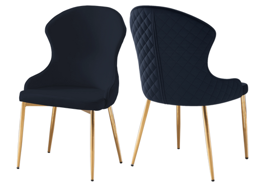 Chaise en velours noir pieds dorés – HILTON (lot de 4)