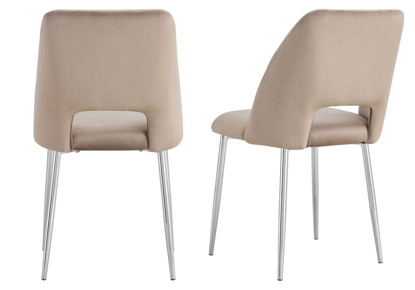 Chaise en velours taupe avec dossier ouvert - Leoni x4