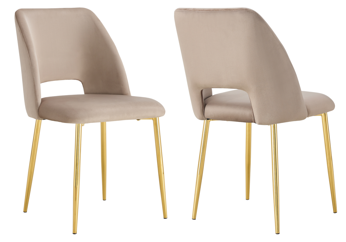 Chaise en velours taupe avec dossier ouvert - Leoni x4