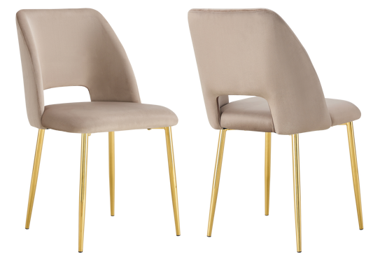 Chaise en velours taupe avec dossier ouvert - Leoni x4