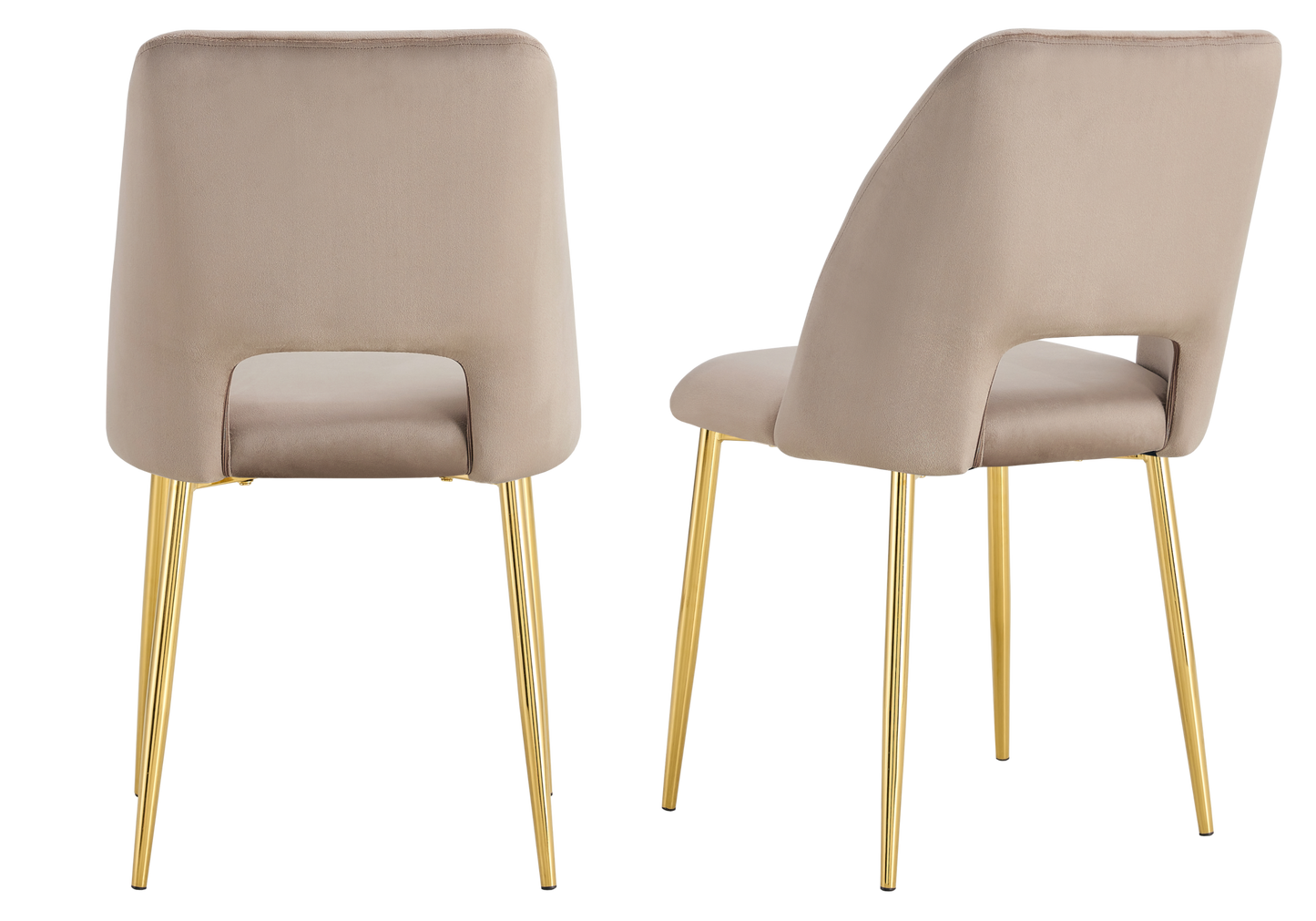 Chaise en velours taupe avec dossier ouvert - Leoni x4