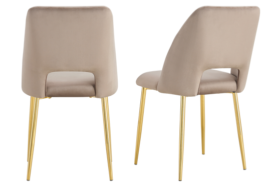 Chaise en velours taupe avec dossier ouvert - Leoni x4