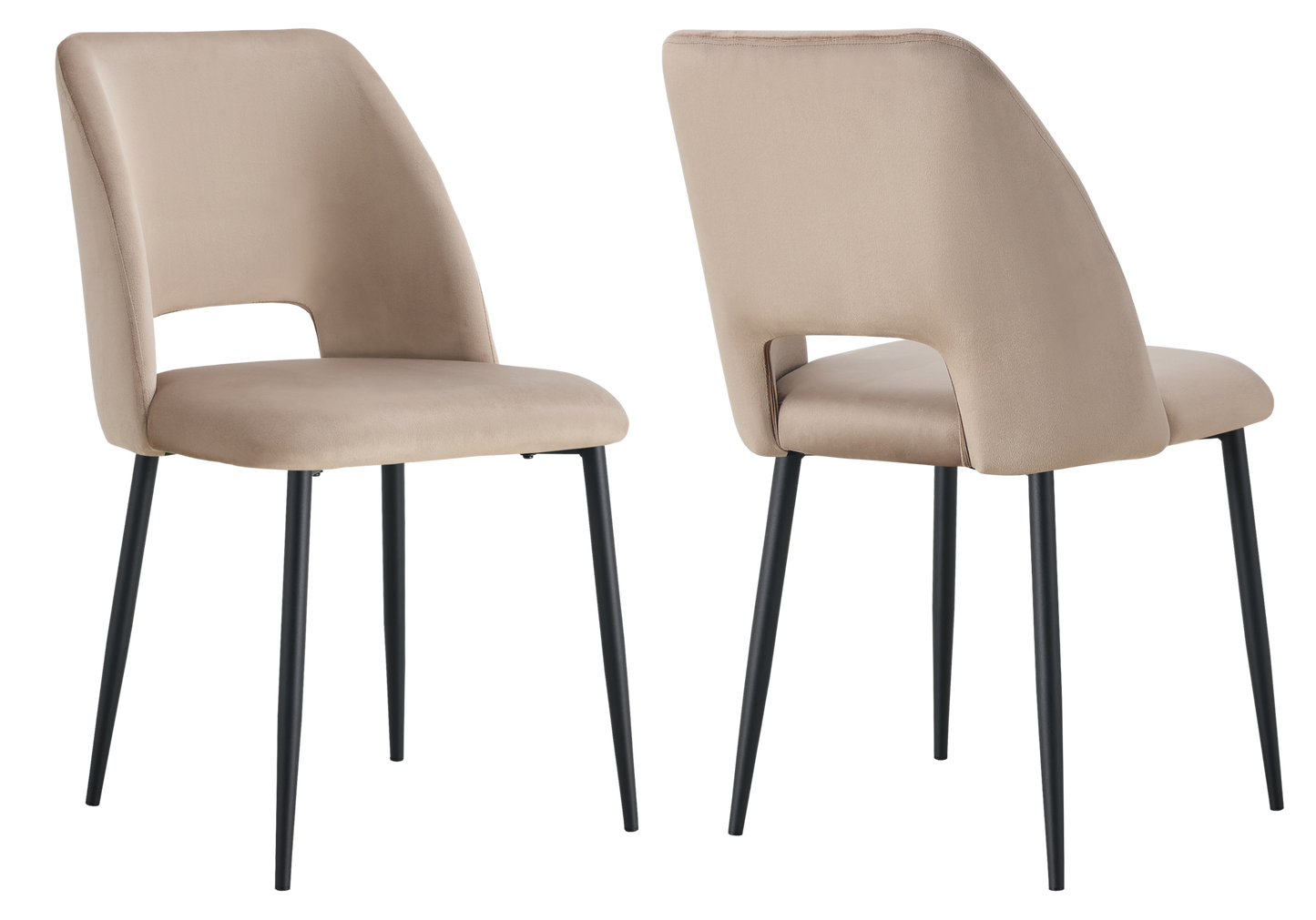 Chaise en velours taupe avec dossier ouvert - Leoni x4