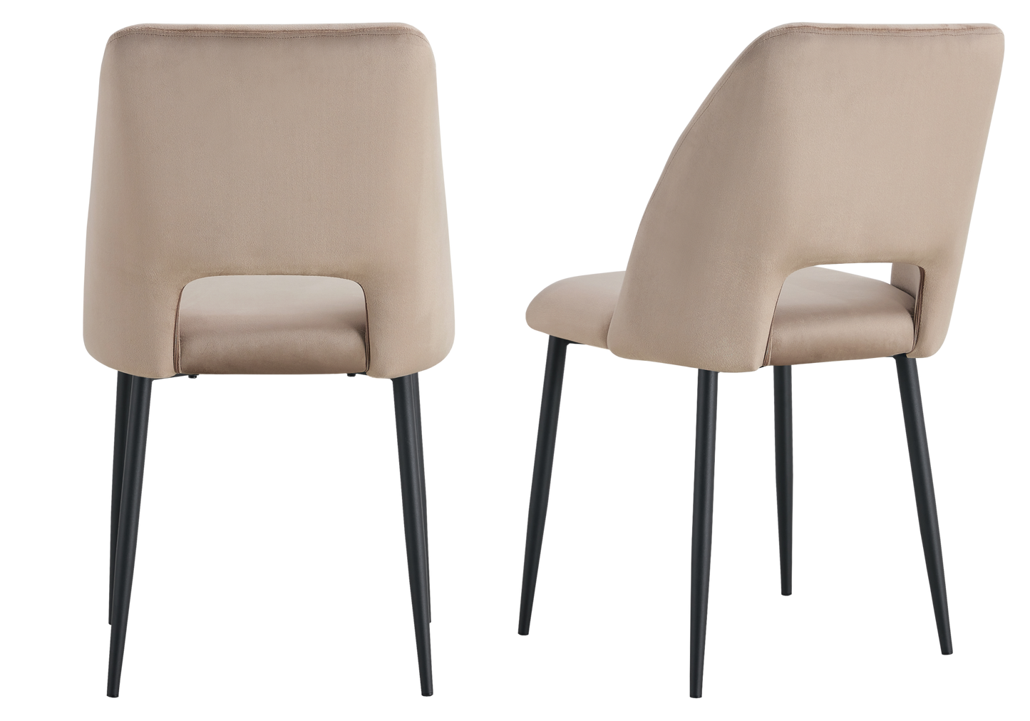 Chaise en velours taupe avec dossier ouvert - Leoni x4