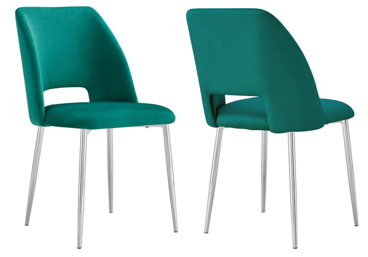 Chaise en velours vert avec dossier ouvert - Leoni x4