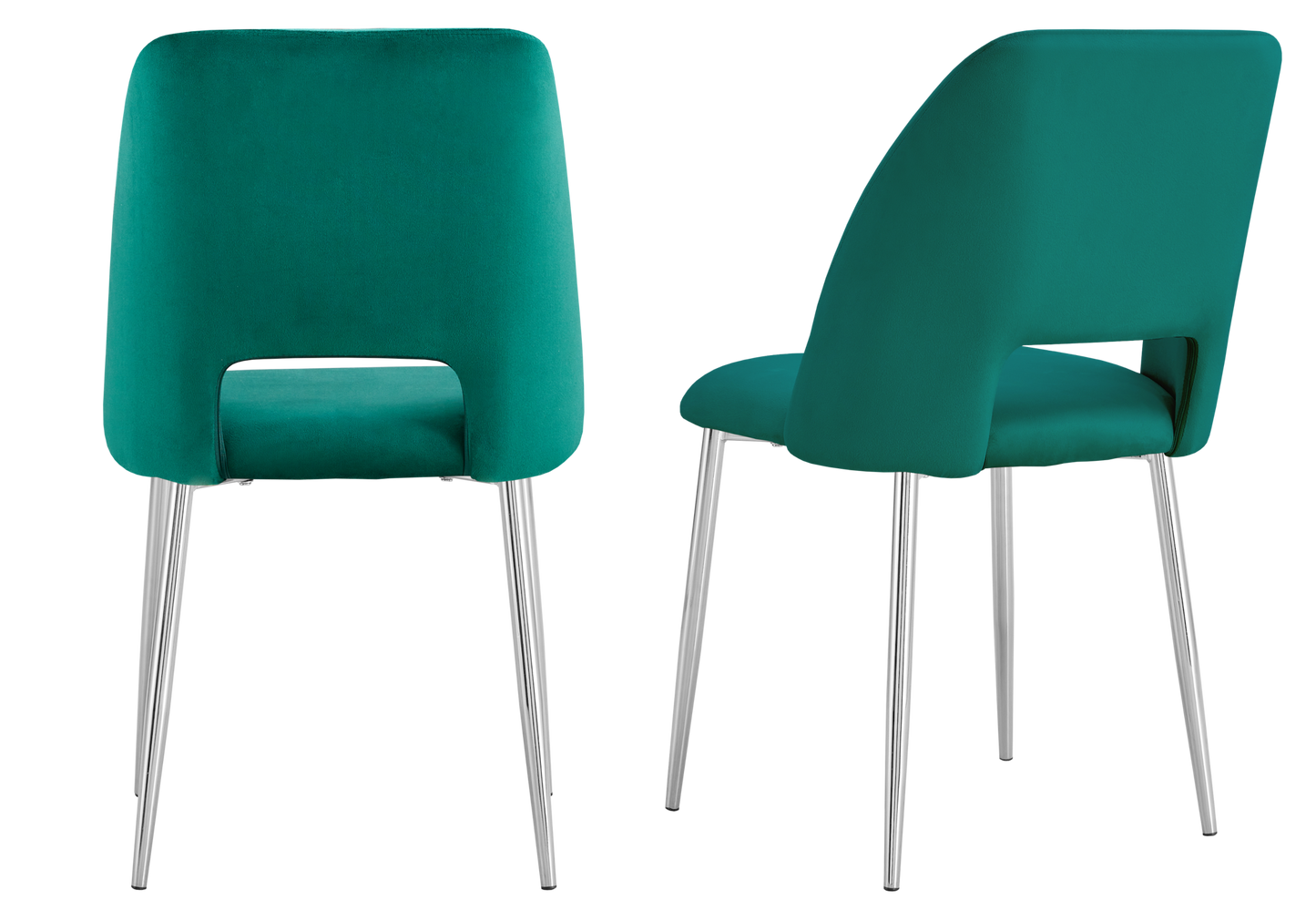 Chaise en velours vert avec dossier ouvert - Leoni x4