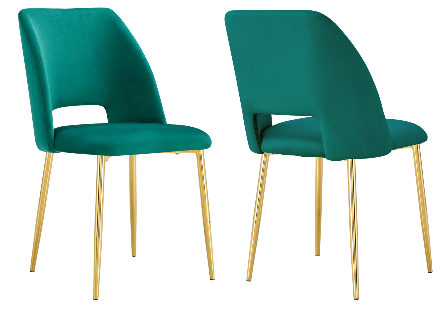 Chaise en velours vert avec dossier ouvert - Leoni x4