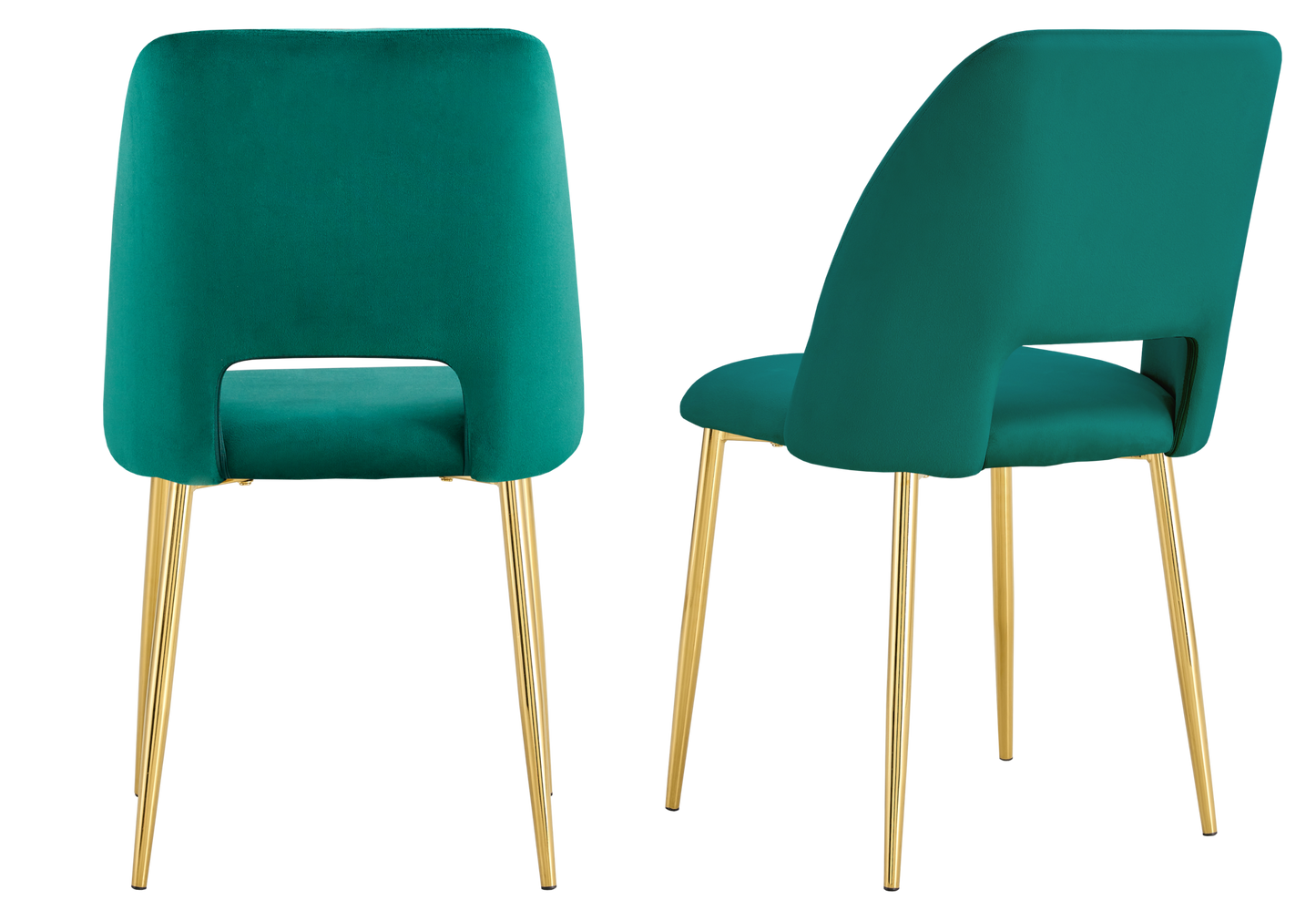 Chaise en velours vert avec dossier ouvert - Leoni x4