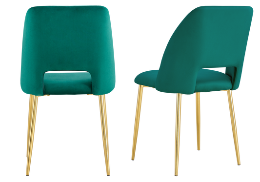 Chaise en velours vert avec dossier ouvert - Leoni x4