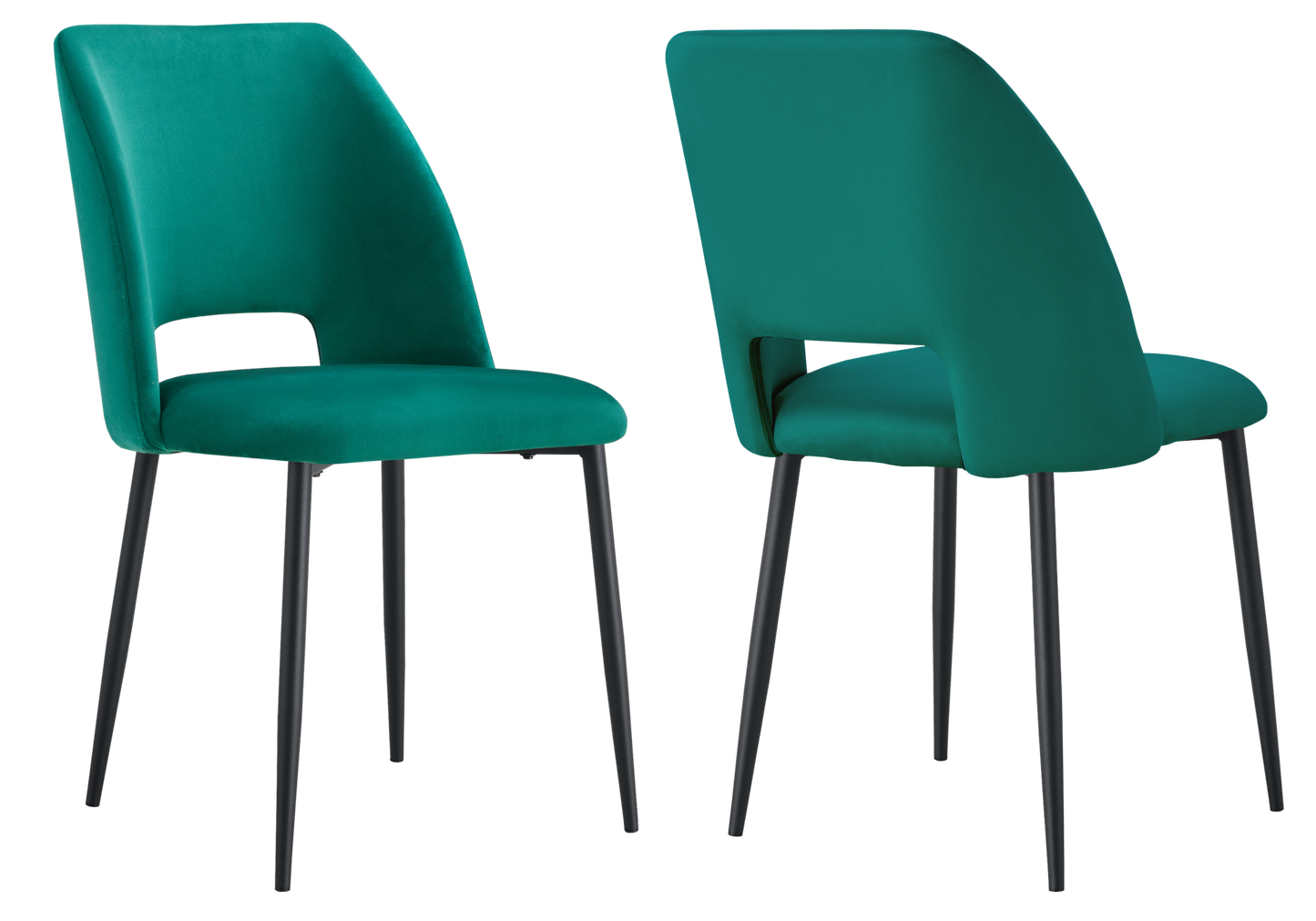 Chaise en velours vert avec dossier ouvert - Leoni x4