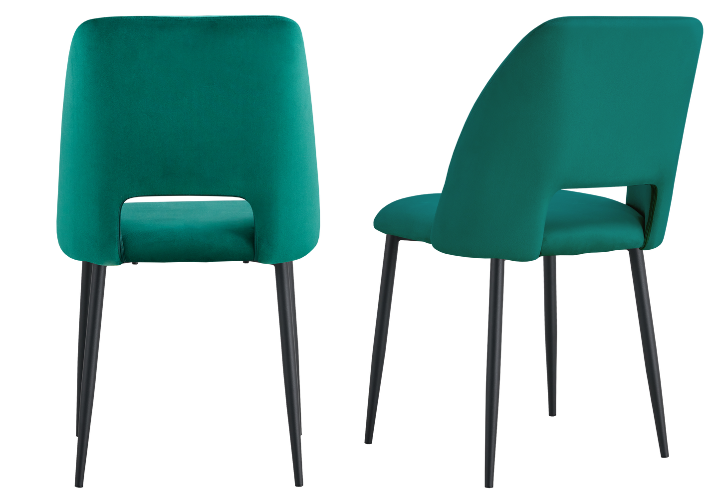 Chaise en velours vert avec dossier ouvert - Leoni x4