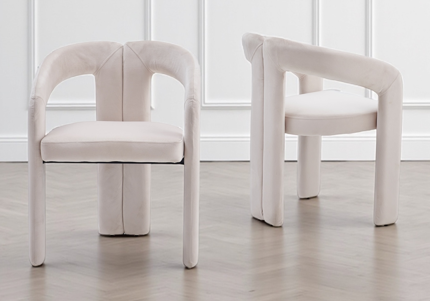 Chaise fauteuil de table chenille taupe – Lena x2
