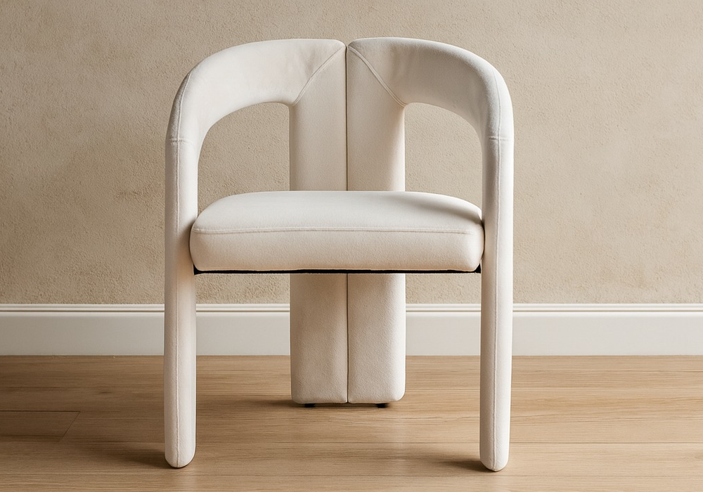 Chaise fauteuil de table chenille taupe – Lena x2