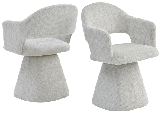 Chaise fauteuil de table pivotant beige chiné – Arca