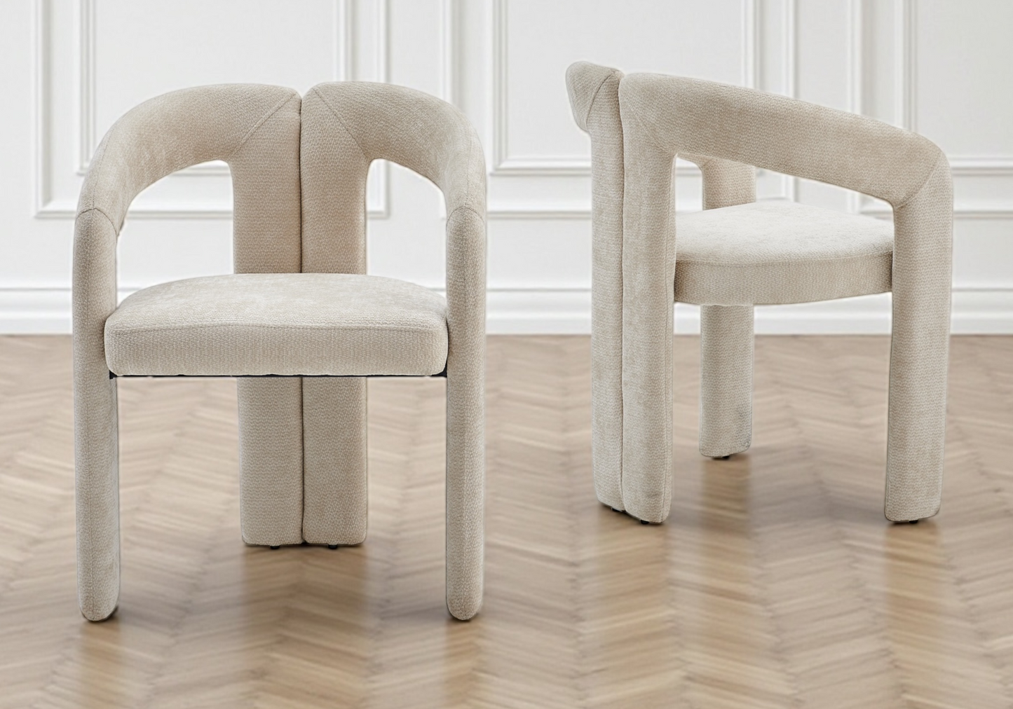 Chaise fauteuil organique tissu sable – Lena x2